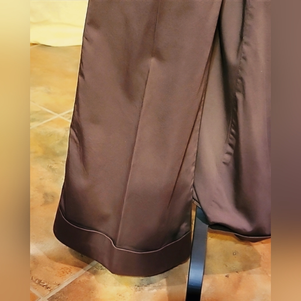 VTG American Rag Y2K Low Rise Wide Leg Cuffed Trousers Brown Size 5 - Picture 4 of 9
